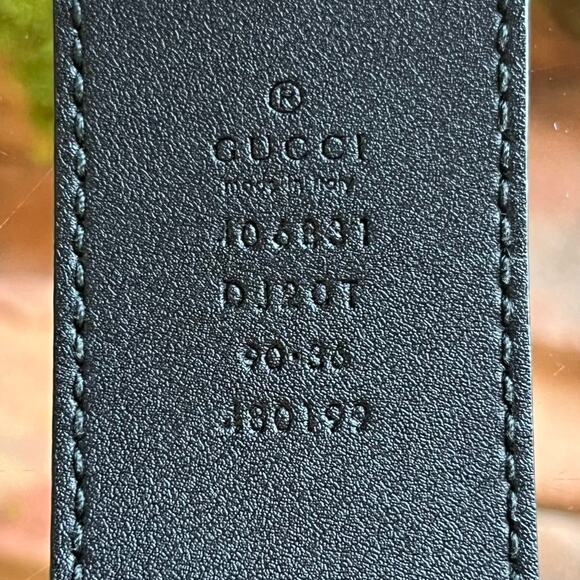 GUCCI GG Wide Marmont Black Textured Leather Belt SZ 90/36 main image 12